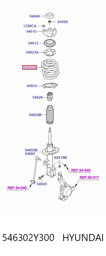 Sprężyna przednia 546302Y300 Hyundai/Kia