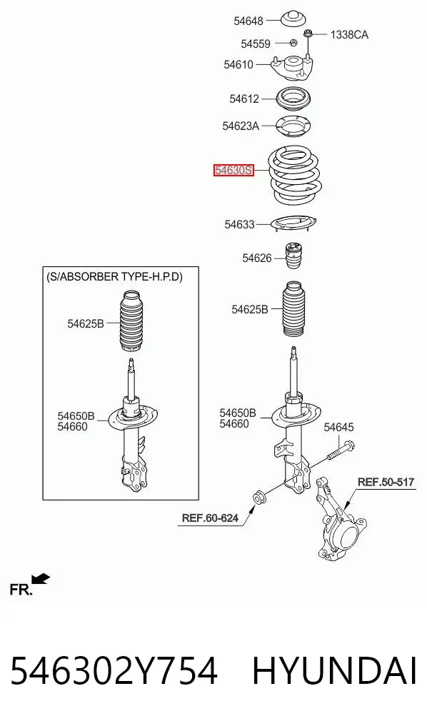 Sprężyna przednia 546302Y754 Hyundai/Kia