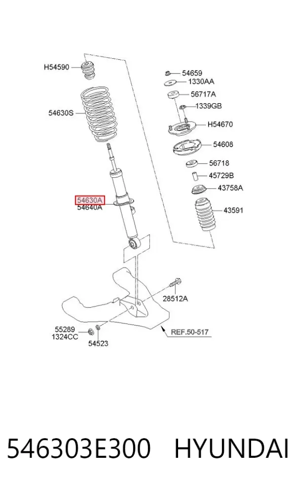 Amortyzator przedni lewy 546303E300 Hyundai/Kia
