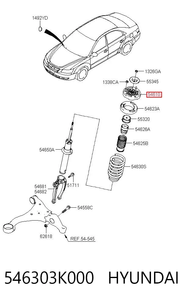 Poduszka amortyzatora przedniego 546303K000 Hyundai/Kia