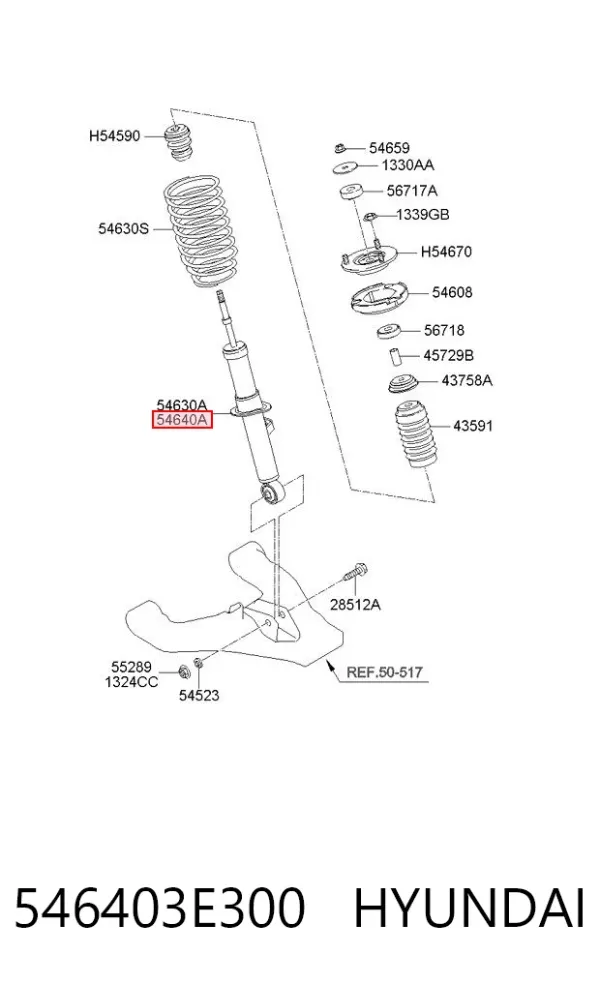 Amortyzator przedni prawy 546403E300 Hyundai/Kia