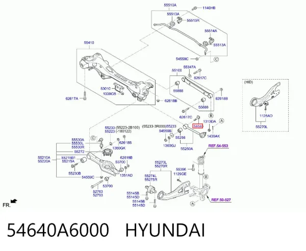 Śruba regulacji tylnego wahacza (dla zbieżności), wewnętrzny 54640A6000 Hyundai/Kia