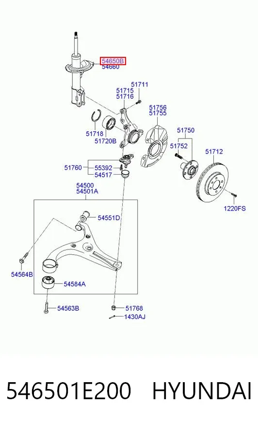 Amortyzator przedni lewy 546501E200 Hyundai/Kia