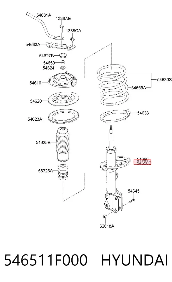 Amortyzator przedni lewy 546511F000 Hyundai/Kia