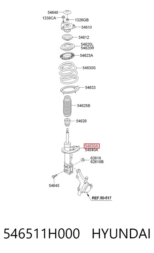 Amortyzator przedni lewy 546511H000 Hyundai/Kia