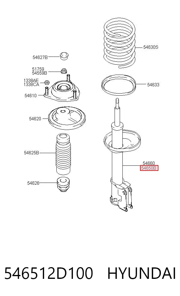 Amortyzator przedni lewy 546512D100 Hyundai/Kia