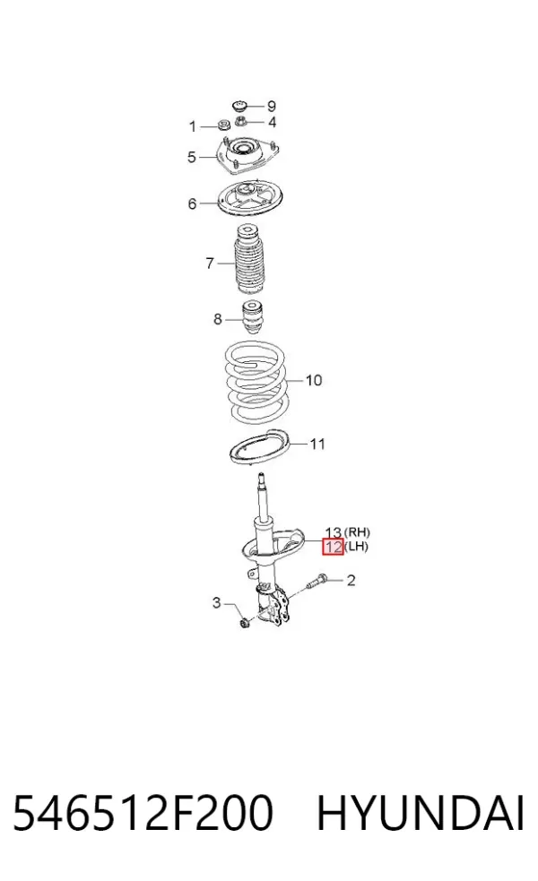 Amortyzator przedni lewy 546512F200 Hyundai/Kia