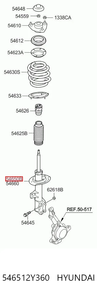 Amortyzator przedni lewy 546512Y360 Hyundai/Kia