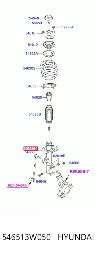 Amortyzator przedni lewy 546513W050 Hyundai/Kia