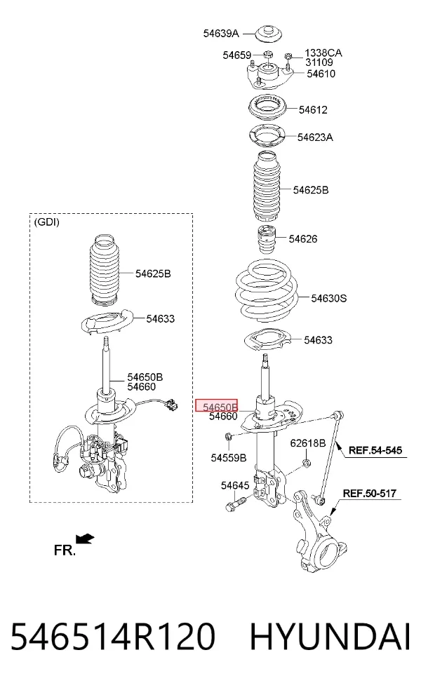 Amortyzator przedni lewy 546514R120 Hyundai/Kia