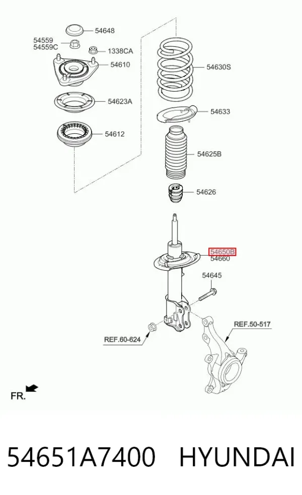 Amortyzator przedni lewy 54651A7400 Hyundai/Kia