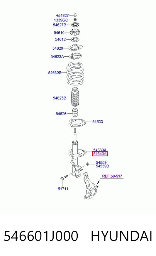 Amortyzator przedni prawy 546601J000 Hyundai/Kia