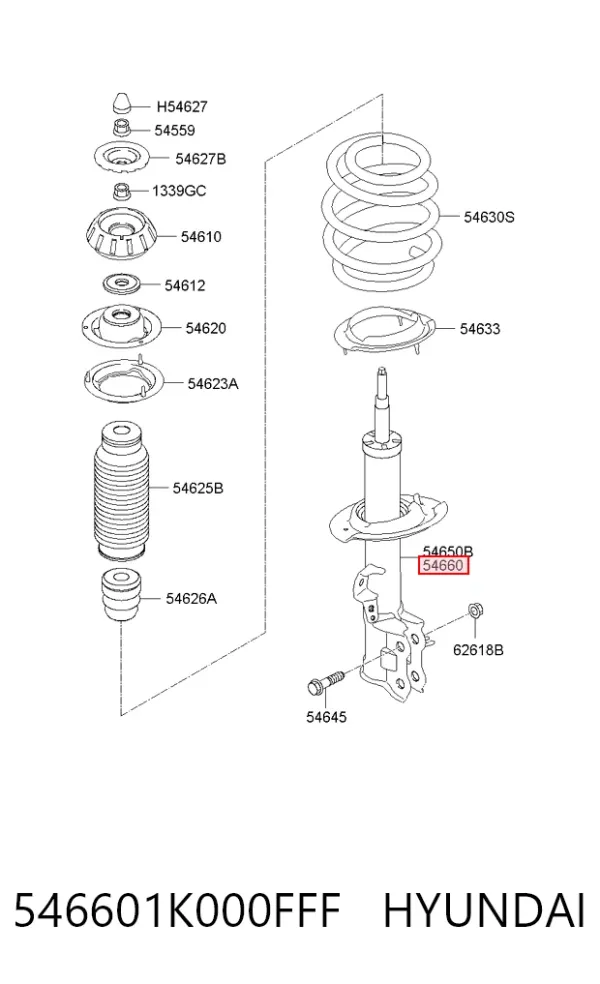 Amortyzator przedni prawy 546601K000FFF Hyundai/Kia