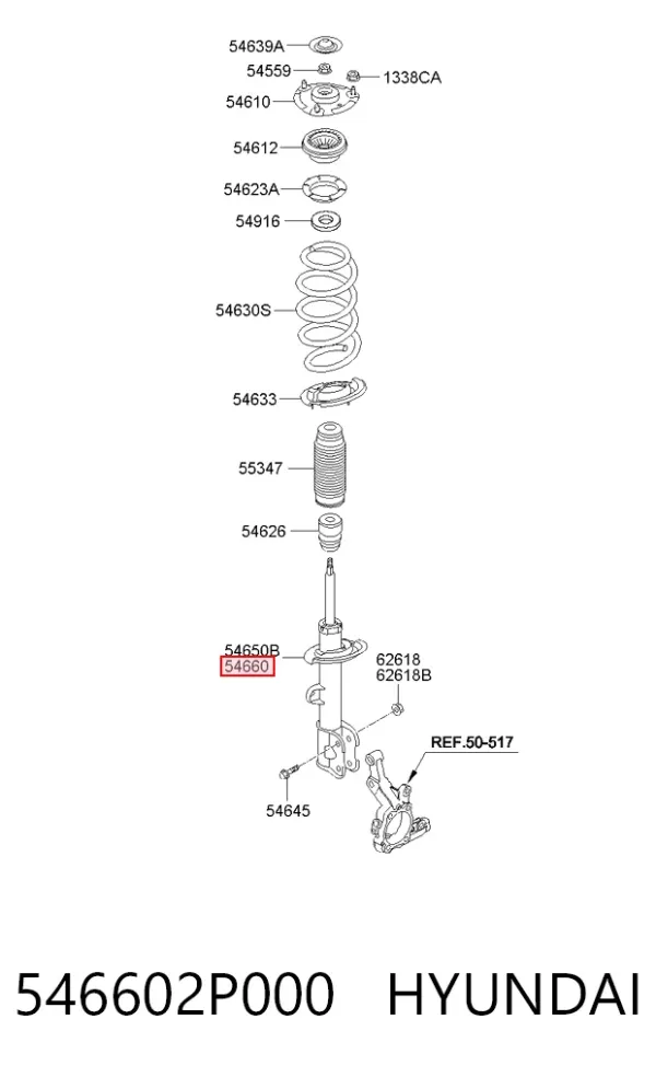 Amortyzator przedni prawy 546602P000 Hyundai/Kia