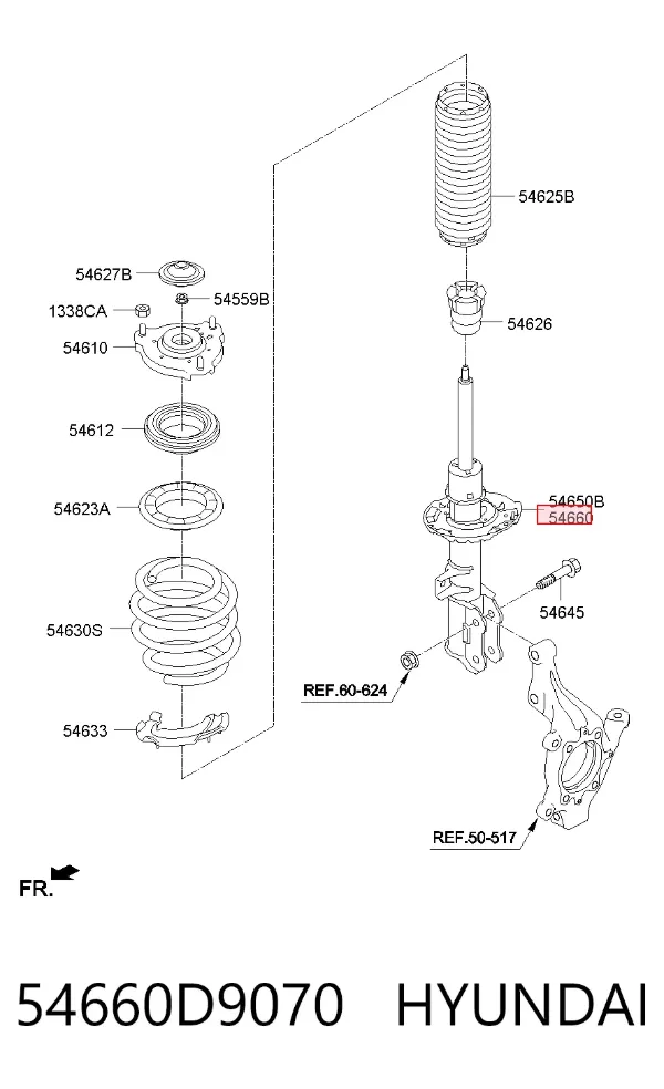 Amortyzator przedni prawy 54660D9070 Hyundai/Kia