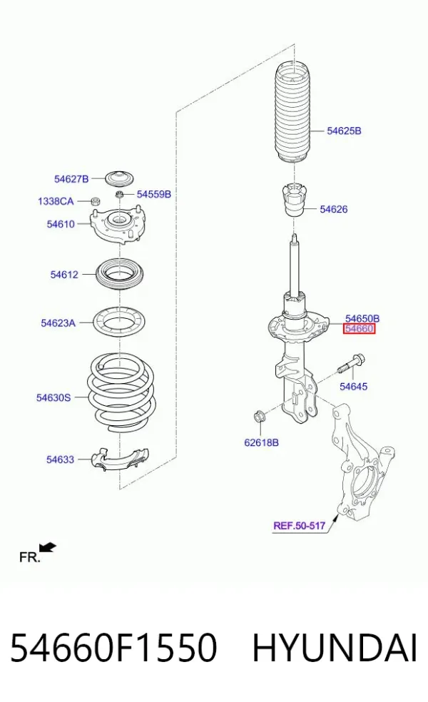 Amortyzator przedni prawy 54660F1550 Hyundai/Kia