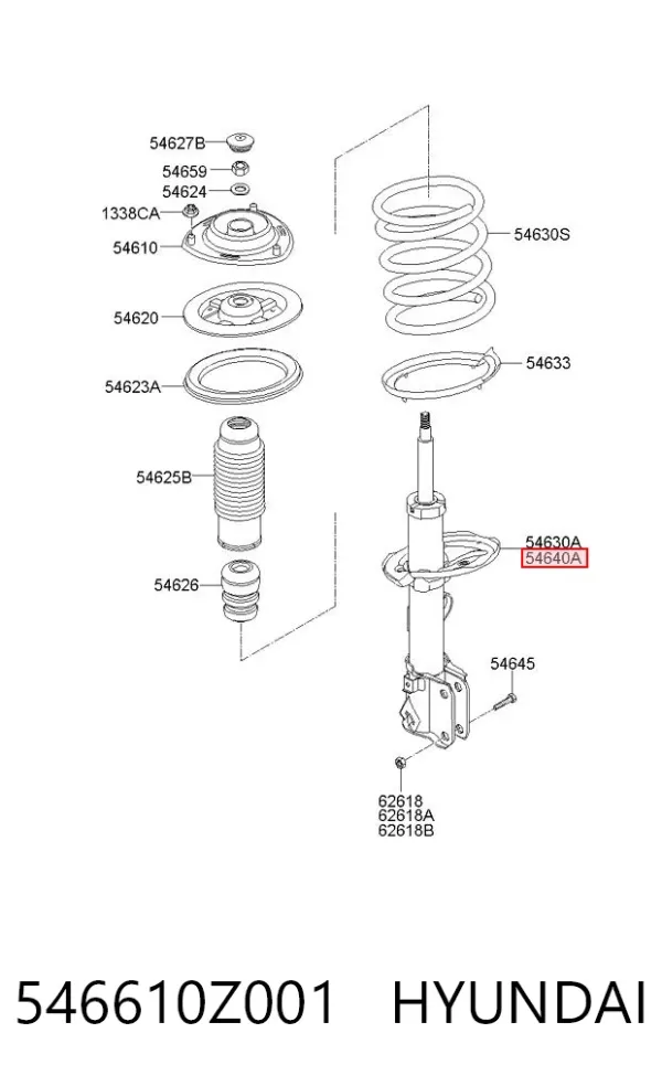 Amortyzator przedni prawy 546610Z001 Hyundai/Kia