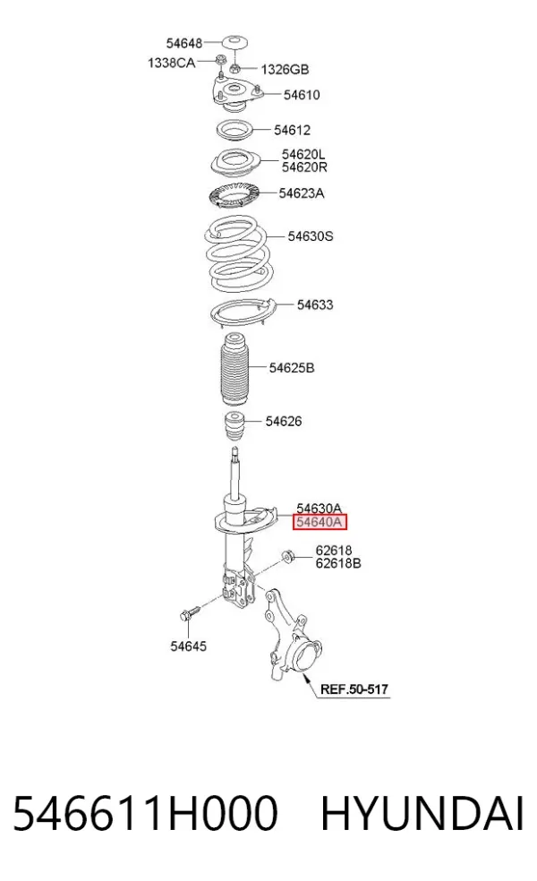 Amortyzator przedni prawy 546611H000 Hyundai/Kia