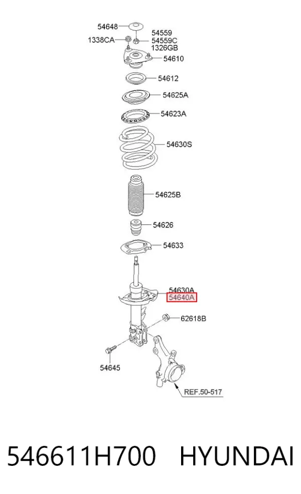 Amortyzator przedni prawy 546611H700 Hyundai/Kia