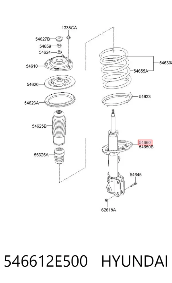Amortyzator przedni prawy 546612E500 Hyundai/Kia