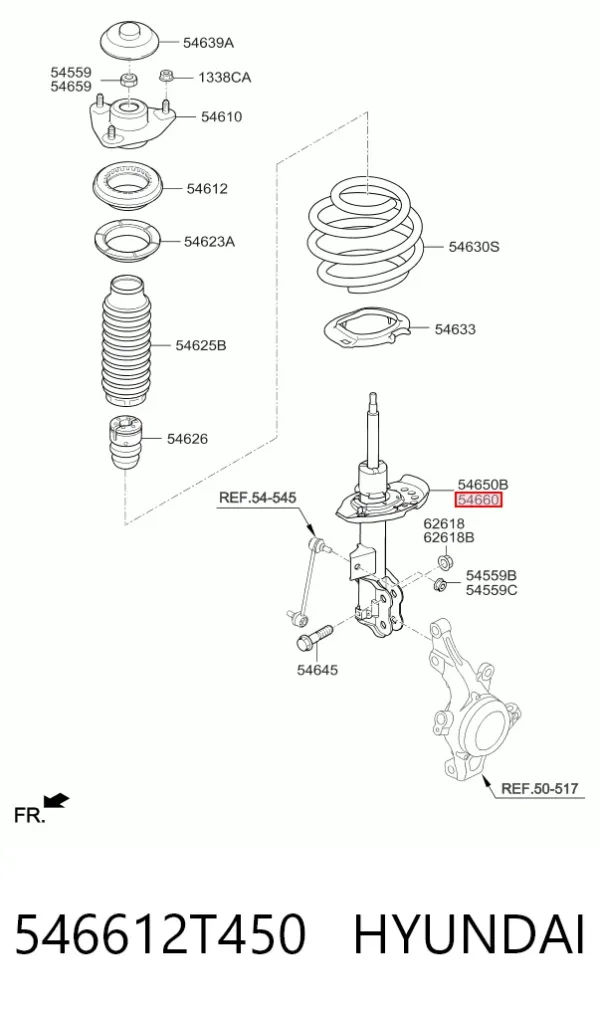 Amortyzator przedni prawy 546612T450 Hyundai/Kia