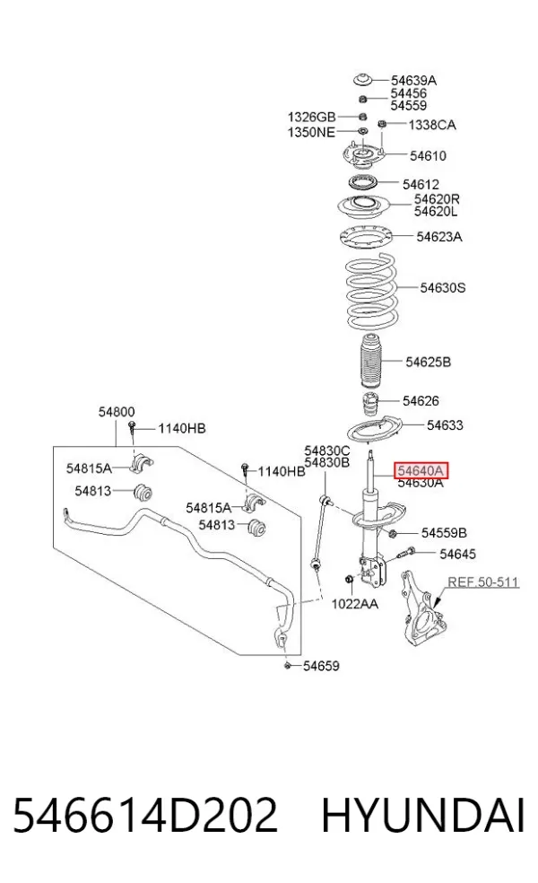 Amortyzator przedni prawy 546614D202 Hyundai/Kia