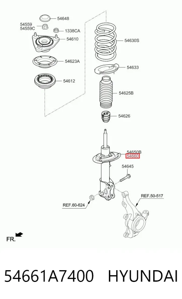 Amortyzator przedni prawy 54661A7400 Hyundai/Kia