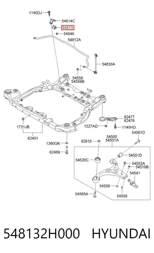 Tuleja stabilizatora przedniego 548132H000 Hyundai/Kia