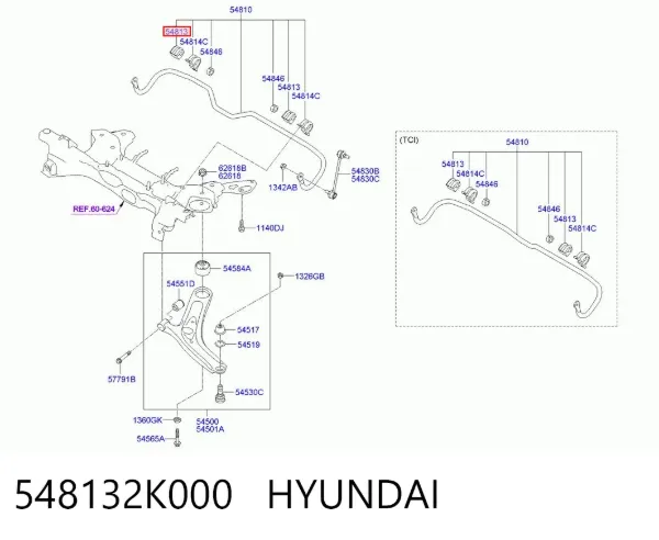Tuleja stabilizatora przedniego 548132K000 Hyundai/Kia