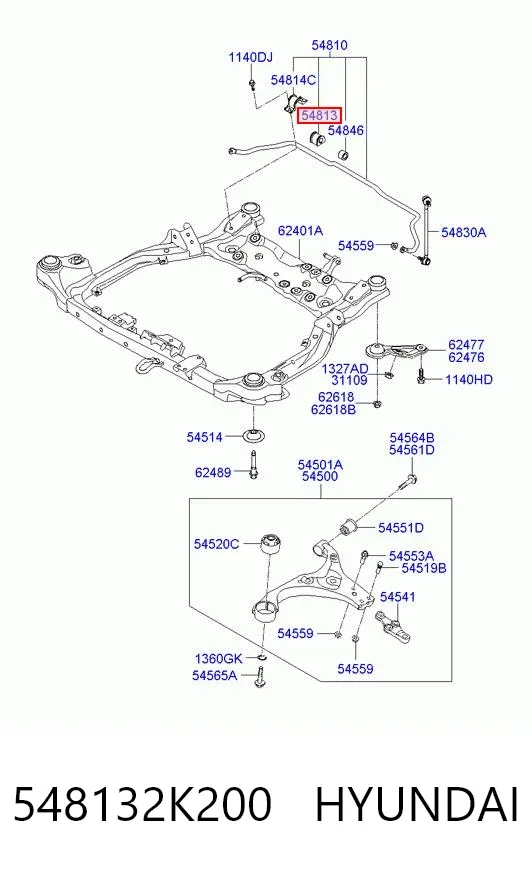 Tuleja stabilizatora przedniego 548132K200 Hyundai/Kia