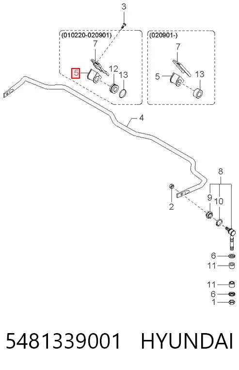 Tuleja stabilizatora przedniego 5481339001 Hyundai/Kia