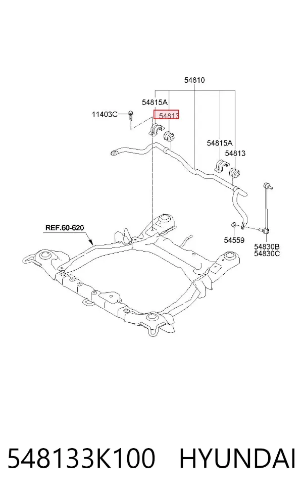 Tuleja stabilizatora przedniego 548133K100 Hyundai/Kia