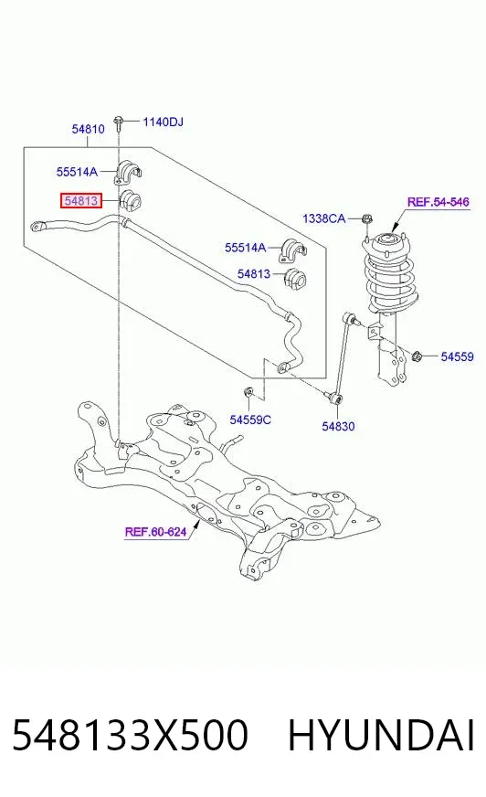 Tuleja stabilizatora przedniego 548133X500 Hyundai/Kia