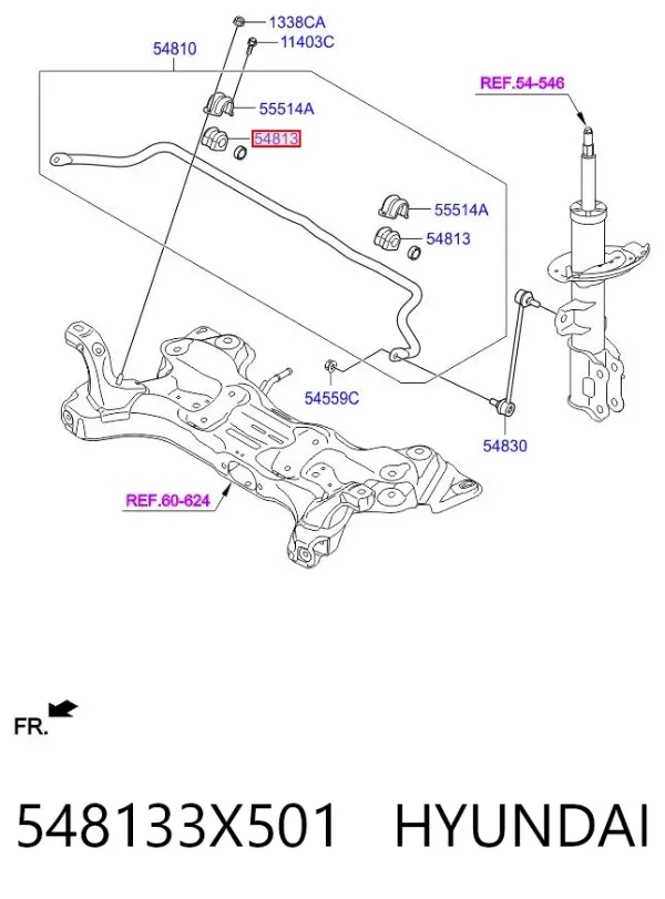 Tuleja stabilizatora przedniego 548133X501 Hyundai/Kia