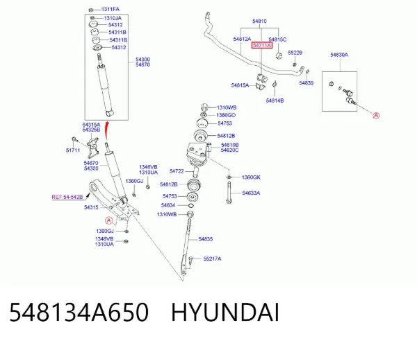 Tuleja stabilizatora przedniego 548134A650 Hyundai/Kia