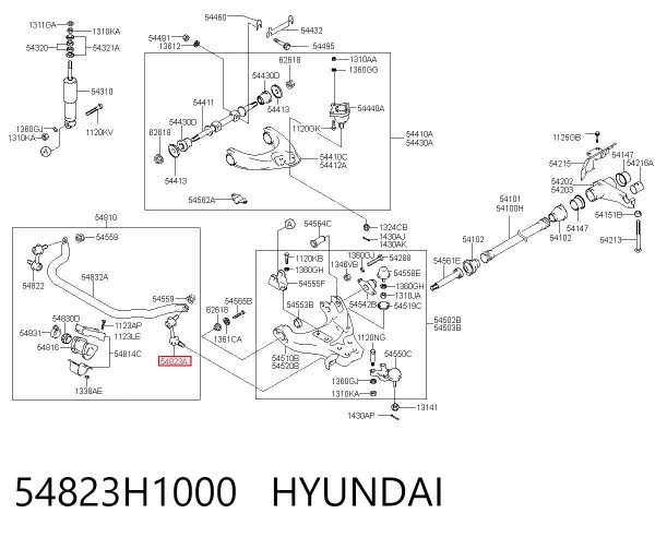 Łącznik stabilizatora przedniego prawy 54823H1000 Hyundai/Kia