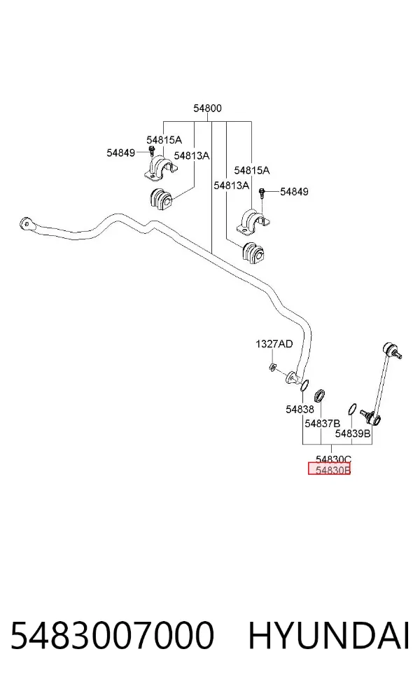 Łącznik stabilizatora przedniego lewy 5483007000 Hyundai/Kia