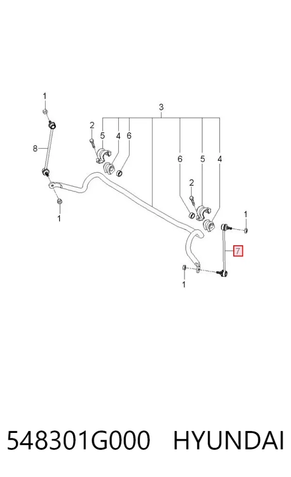 Łącznik stabilizatora przedniego lewy 548301G000 Hyundai/Kia