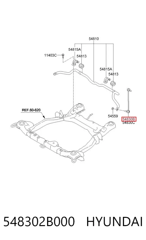 Łącznik stabilizatora przedniego lewy 548302B000 Hyundai/Kia