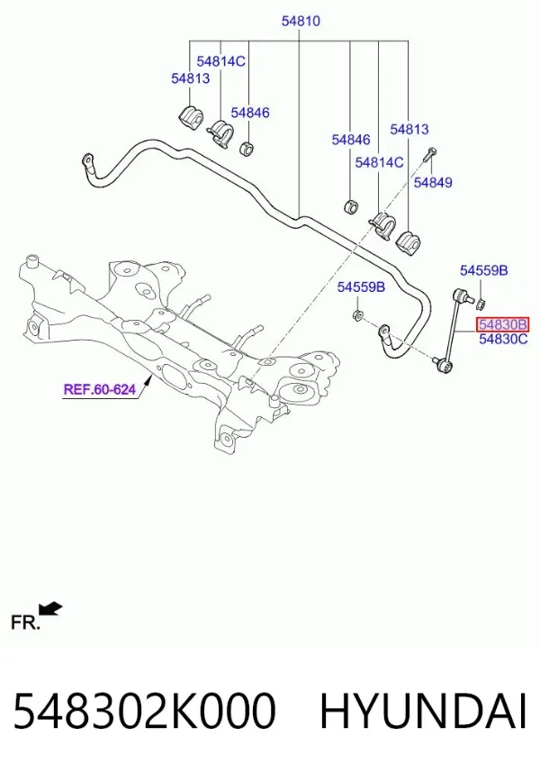 Łącznik stabilizatora przedniego lewy 548302K000 Hyundai/Kia