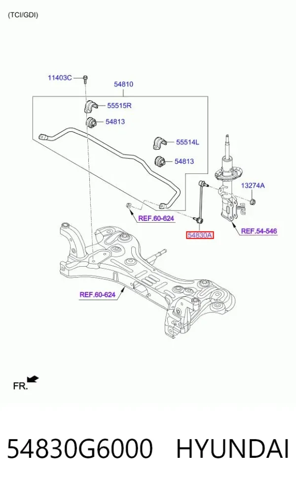 Łącznik stabilizatora przedniego 54830G6000 Hyundai/Kia