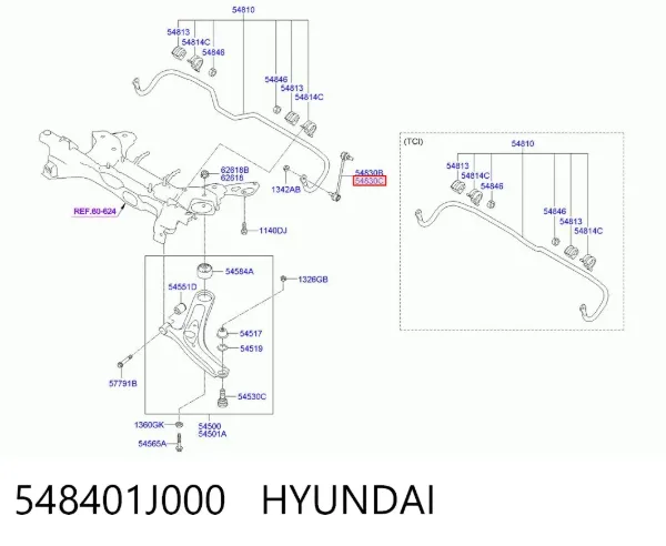 Łącznik stabilizatora przedniego prawy 548401J000 Hyundai/Kia