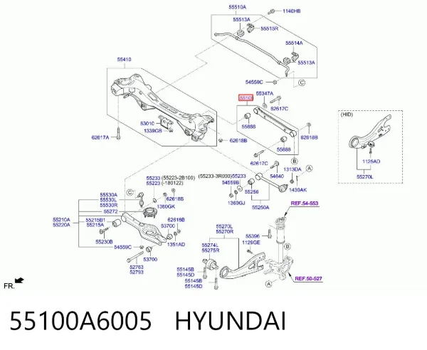 Wahacz zawieszenia tylnego poprzeczny 55100A6005 Hyundai/Kia