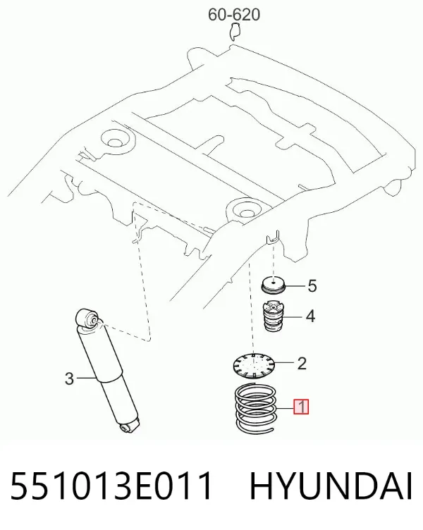 Sprężyna tylna 551013E011 Hyundai/Kia
