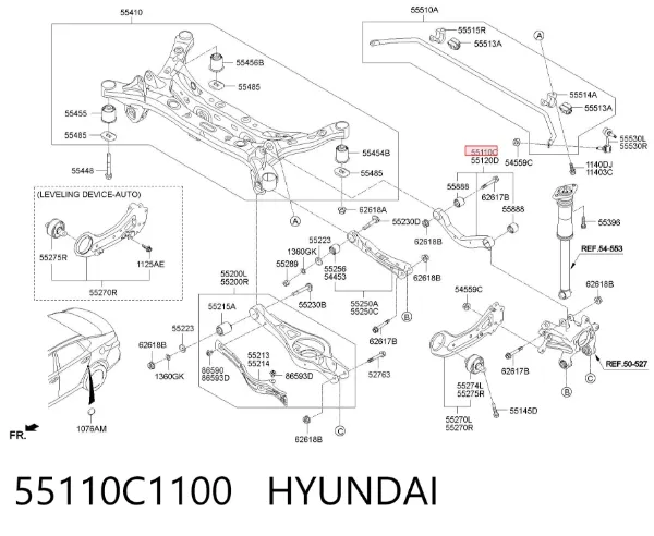Wahacz zawieszenia tylnego górny lewy 55110C1100 Hyundai/Kia