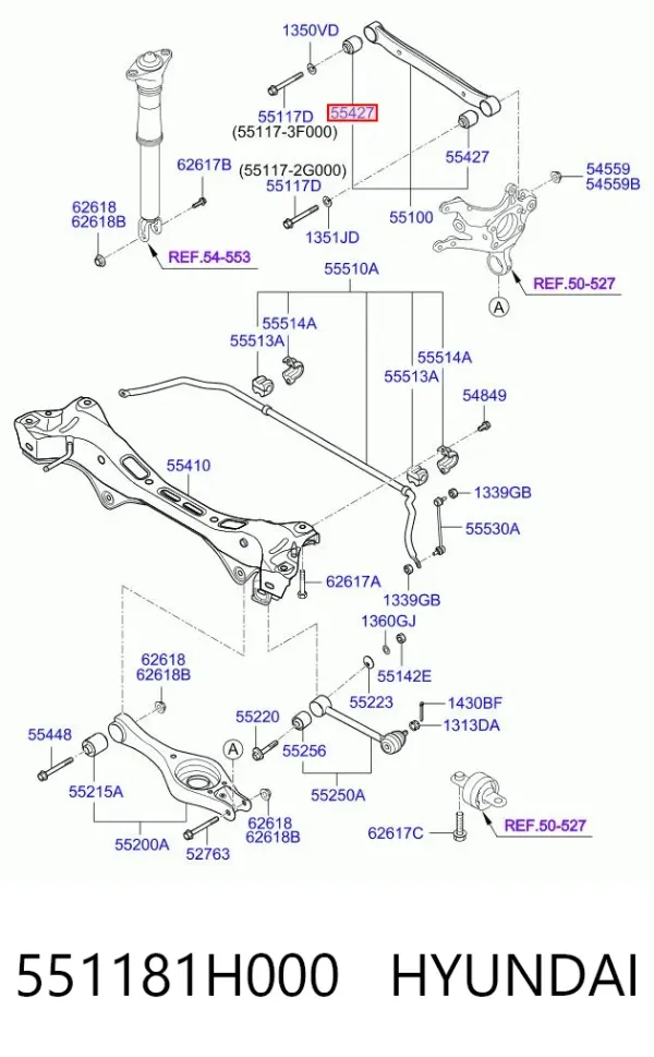 Silentblock wahacza tylnego górnego 551181H000 Hyundai/Kia