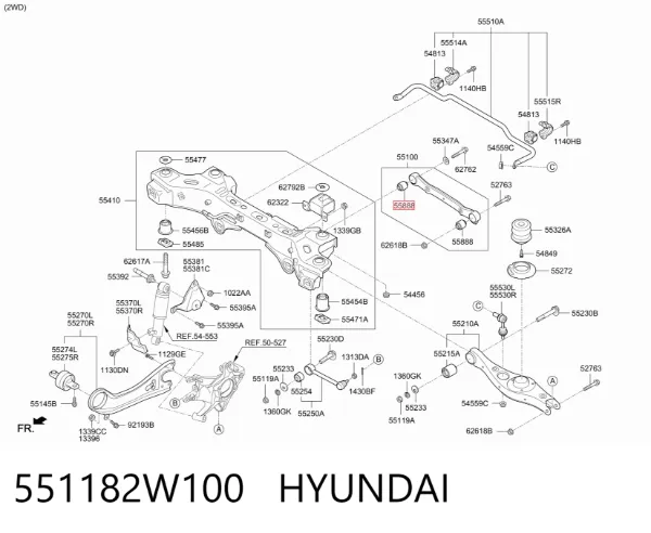 Silentblock wahacza tylnego górnego 551182W100 Hyundai/Kia