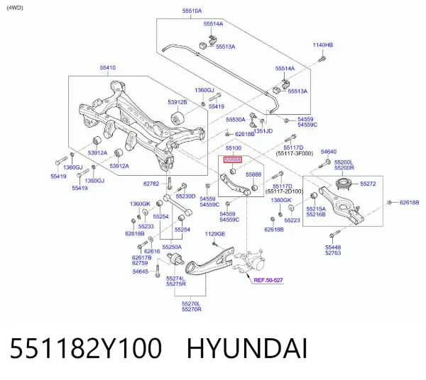 Silentblock drążka poprzecznego (zawieszenia tylnego) 551182Y100 Hyundai/Kia
