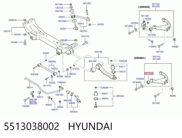 Silentblock wahacza tylnego górnego 5513038002 Hyundai/Kia