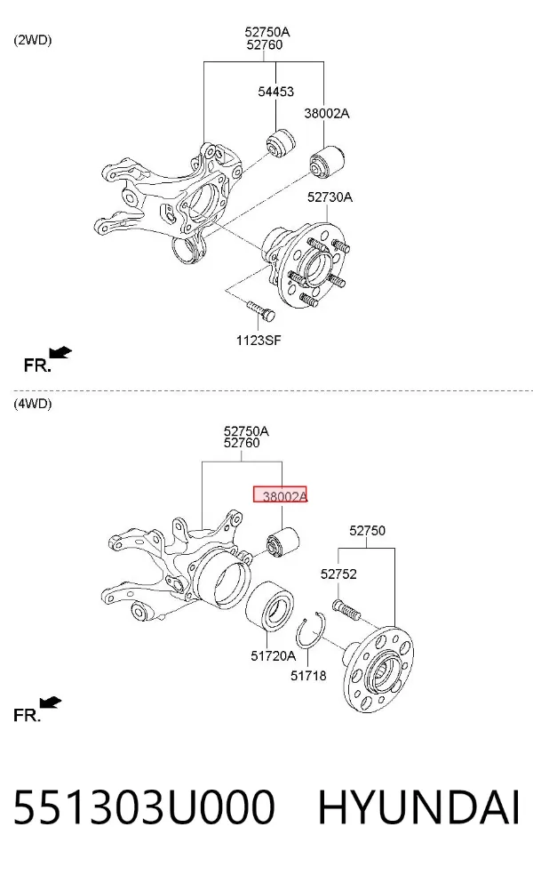 Silentblock czopu tylnego 551303U000 Hyundai/Kia